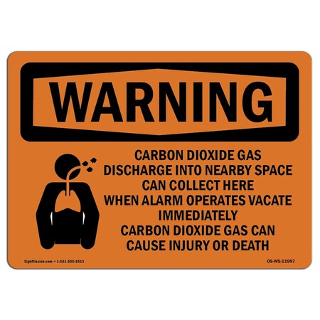 Signmission Safety Sign, OSHA WARNING, 7" Height, 10" Width, Carbon Dioxide Gas Discharge, Landscape OS-WS-D-710-L-11997